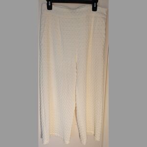 Umgee Off-White Textured Wide Leg Pants